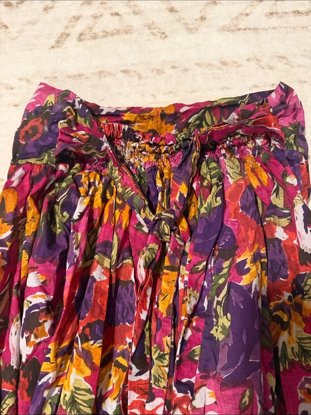 Asymmetrical Floral Midi Skirt in Fuchsia Pink